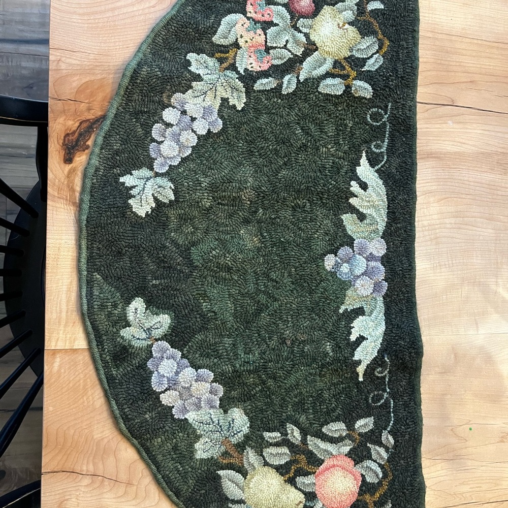 Half circle fruit hooked rug
